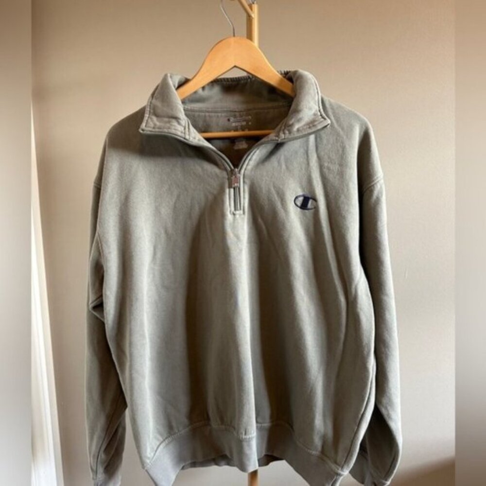 Champion Quarter Zip Sweatshirt Medium Oversized Fleece Pullover Athleisure